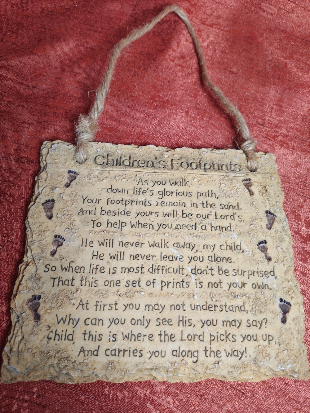 Children's Footprints Wall Plaque - Brown